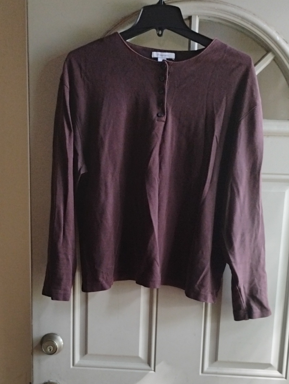Dress Barn Men's Long Sleeve Henley in Plum
